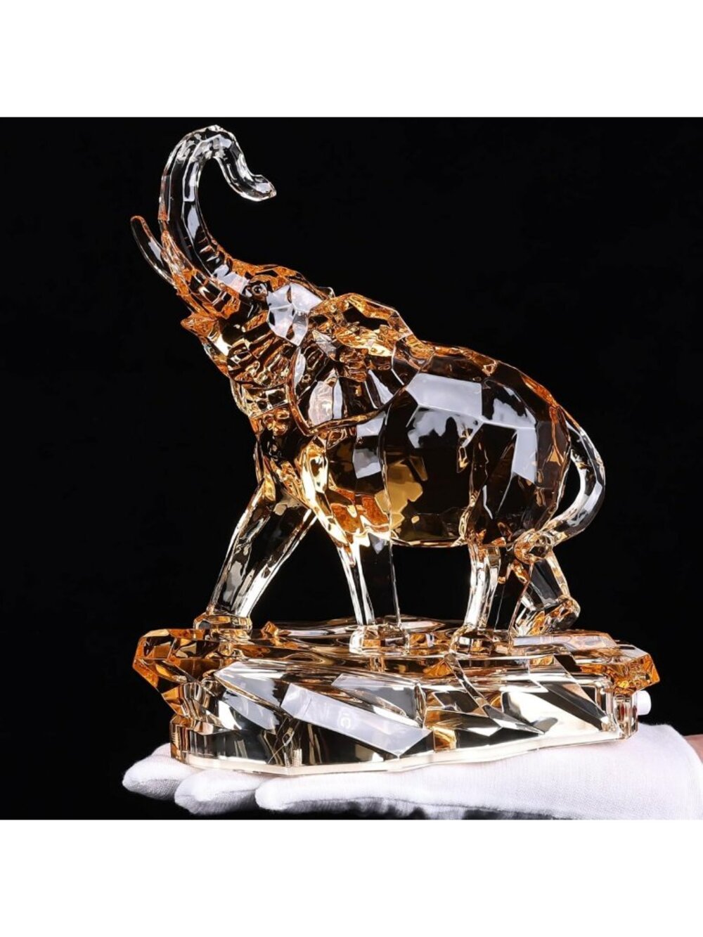 Large Clear Acrylic Elephant Figurine - Crystal Finish Home Decor Sculpture